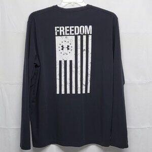 Under Armour T Shirt Heat Gear Long Sleeve Mens XL Graphic Freedom US Flag